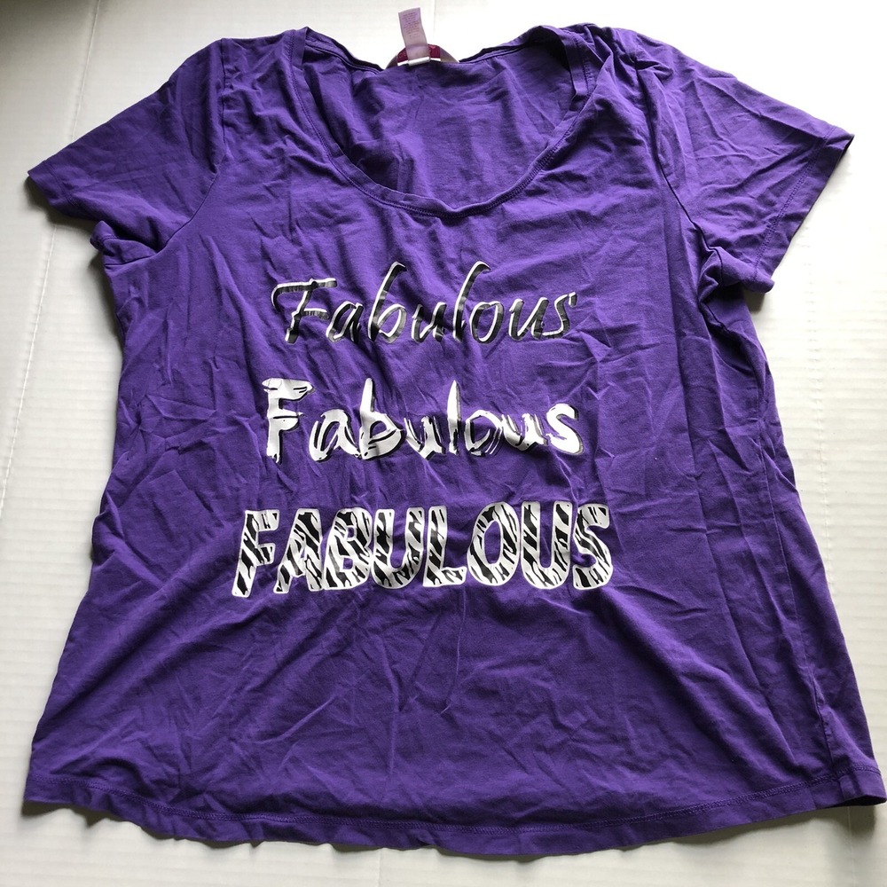 Cacique Intimates Purple Zebra Fabulous V-Neck T-Shirt 14/16 A935